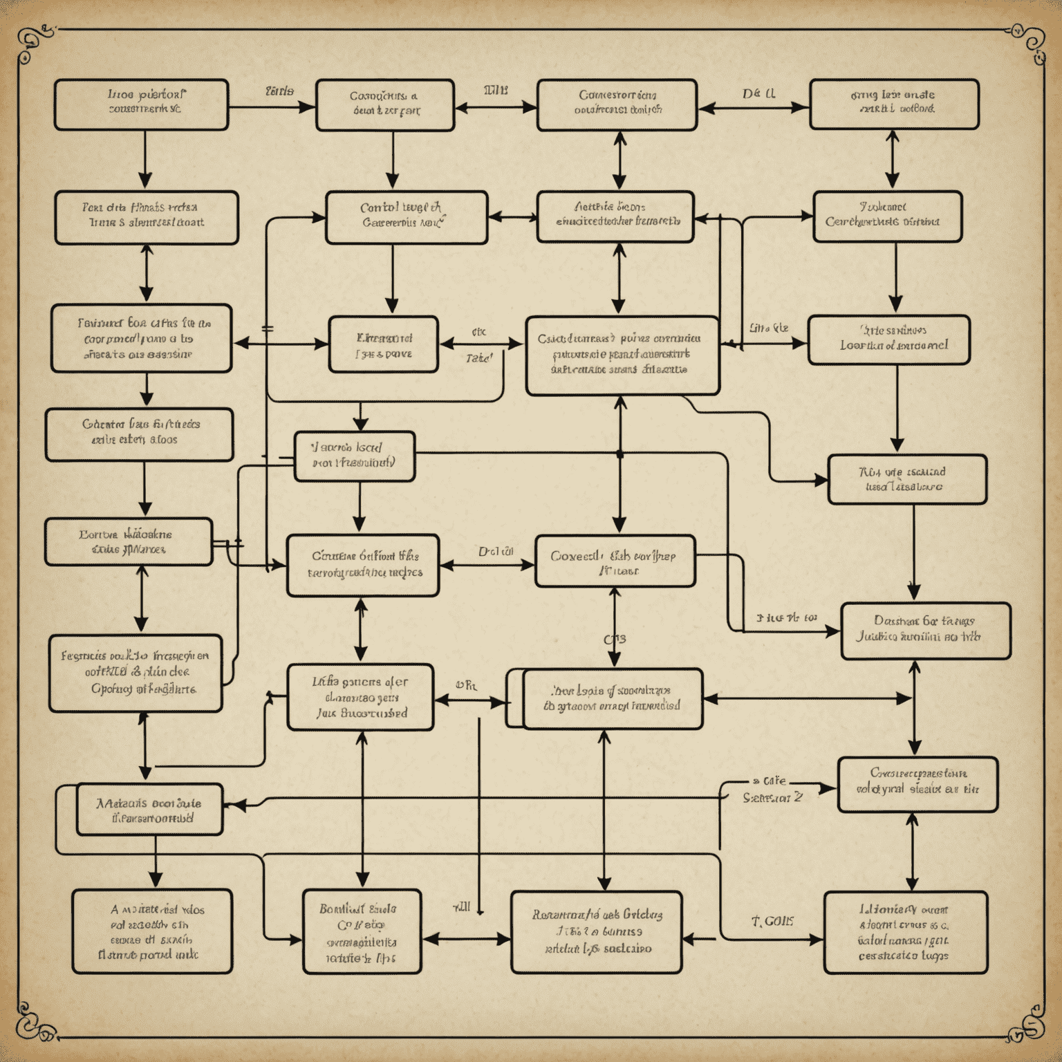 Un diagrama de flujo que muestra diferentes caminos y bucles, representando estructuras de control como if-else y loops.